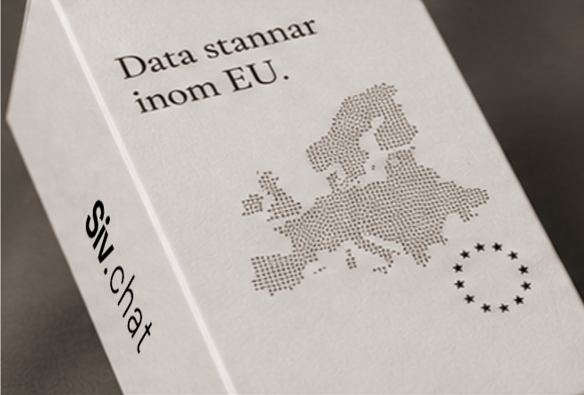 Siv-kartong med texten Datalagring inom EU och en EU-karta i punktraster