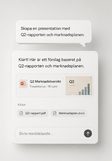 Sivs chatt: en fråga besvaras med källa ur bolagets eget material